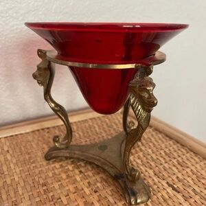 Vintage Solid Brass Lion Head Stand